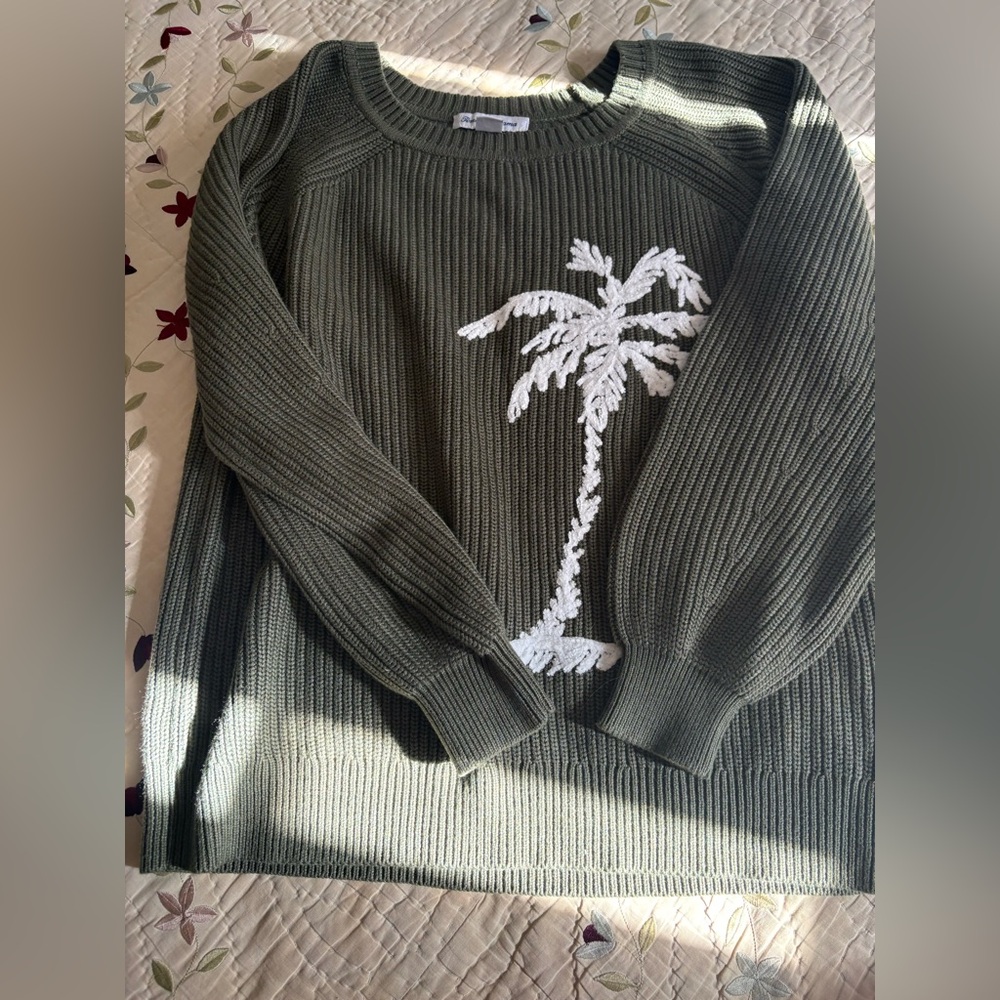 Tommy Bahama Olive Green Sweater with White Palm Tree